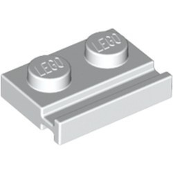 32028-1G Platte plaat 1x2 met deurrail wit gebruikt *1D011