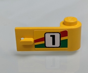3821pb06-3G Autodeur 1x3x1 rechts rood/groene steep en nummer geel gebruikt *1L0000