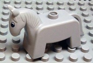 4009pb02-9G DUPLO klein paard met zwart-witte ogen (PAKKETPOST) lichtgrijs (klassiek) gebruikt *