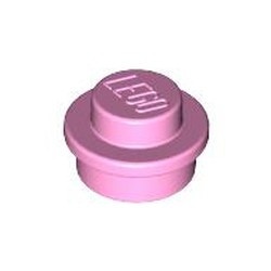 4073-104 Platte plaat 1x1 rond roze, helder NIEUW *1L208/09