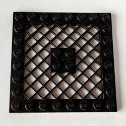 4151-11 Platte plaat 8x8 met rooster ZONDER gat in midden zwart NIEUW *3D0000