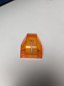 41883pb006-98G Ruit 6x4x2 gebogen met zilveren hendel (sticker) transparant oranje gebruikt *5S013