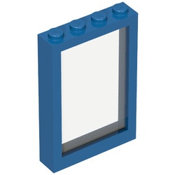 4347-7G Raam 1x4x5 met vast glas (zie ook 2493) blauw gebruikt *