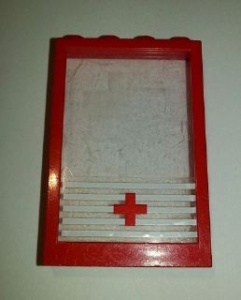 4347pb08-5G Raam 1x4x5 met vast glas met rode kruis (Sticker) rood gebruikt *5S056