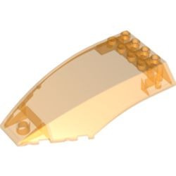 45705-98 Cockpit glas 10x6x2 (gebogen- plat 4 noppen achterop) transparant oranje NIEUW *