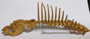 53570-115G Bionicle Piraka flexibele ruggengraat met hoofd en armen goud, parel gebruikt *0M0000