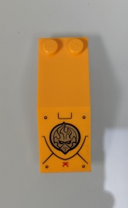 6070pb015-110G Ruit 5x2x 1 2/3 gebogen met gouden Chima embleem (Sticker) oranje, lichthelder gebruikt *5S005