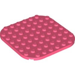 65140-220 Platte plaat 8x8 afgeronde hoek rood, koraal NIEUW *3D0000