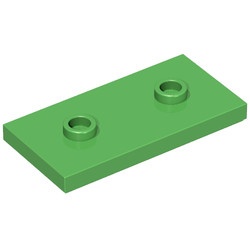 65509-36 Platte plaat 2x4 - 2 centrale noppen groen, helder NIEUW *1L348/9