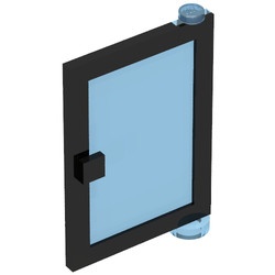 73435c02-11G Deur 1x4x5 rechts met transparant lichtblauw glas (geen frame nodig) zwart gebruikt *1L0000