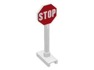 739p01-1G Verkeersbord- STOP NIEUW model STAAND wit gebruikt *0D0000