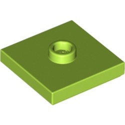 87580-34 Platte plaat 2x2 1 centrale nop lime NIEUW *1L348/9