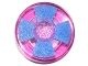 98138pb063-50 Tegel 1x1 ROND met middenblauwe en lavender patroon transparant, donkerroze NIEUW *0L0000