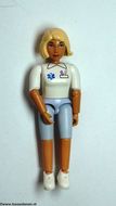 belvFem12G Vrouw - Verpleegkundige, blauwe rok, wit shirt, lichtblond haar gebruikt *