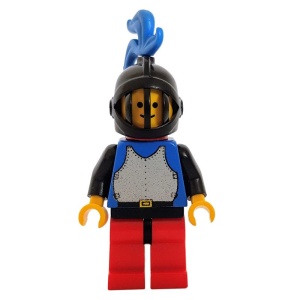 cas184G Chain Mail - blauw shirt met zwarte armen, grill helm, blauwe pluim, rode cape gebruikt *0M0000