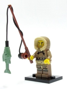 col05-4 Eskimo/visser met vis, hengel en standaard NIEUW *0M0000
