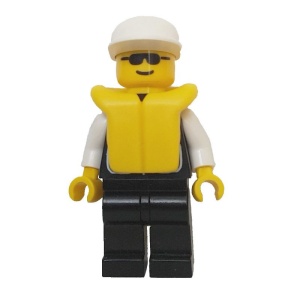 cop022G Politie - Sheriff, zwarte benen, witte armen, witte pet en reddingsvest gebruikt *0M0000