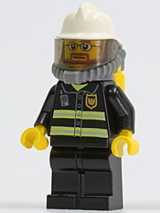 cty0165G Witte brandweerhelm, beademingsapparatuurm zwart pak met strepen gebruikt *0M0000
