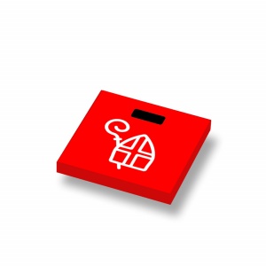 CUS5008 Tegel 2x2 "TAS" met Sinterklaasmijter en staf rood NIEUW *0A000