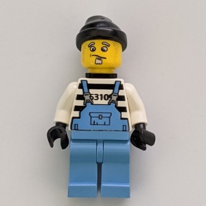 ixs006aG Xtreme Stunts- Brickster Henchman met overall en zwarte nekbevestiging gebruikt *0M0000