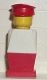 old016G Legoland Oude type minifig - Wit lijf, rode benen, rode platte pet gebruikt *0M0000