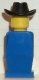 old028G MINIPROMO Legoland Oude type minifig - blauw lijf, blauw benen, Zwart Cowboy hoed gebruikt *0M0000