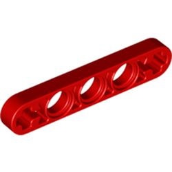 11478-5 Technic, Hefbalk 1x5 dun met asgaten einden rood NIEUW *1D000