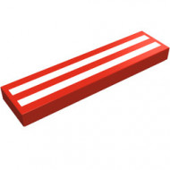 2431p51-5G Tegel 1x4 met witte horizontale strepen rood gebruikt *5t04-05