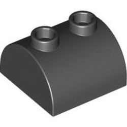 30165-11 Steen 2x2 halfronde kop, 2 noppen bovenop zwart NIEUW *1L200