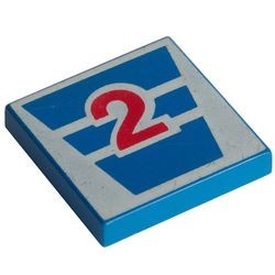 3068bpb0004-7G Tegel 2x2 met nummer 2 in rood blauw gebruikt *5T05-22