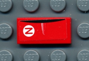 3069bpb0565-5G Tegel 1x2 met race stuur (Sticker) rood gebruikt *5T02-11