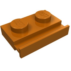32028-68 Platte plaat 1x2 met deurrail oranje, donker NIEUW *1L316/5