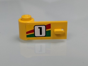 3822pb06-3G Autodeur 1x3x1 links rood/groene steep en nummer geel gebruikt *1L0000