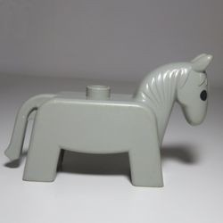 4009pb01-9G DUPLO klein paard met zwarte ogen (PAKKETPOST) lichtgrijs (klassiek) gebruikt *
