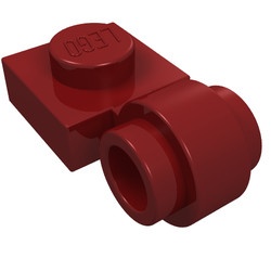 4081b-59 Platte plaat 1x1 met gesloten clip (dikke ring) rood, donker NIEUW *1L187/1