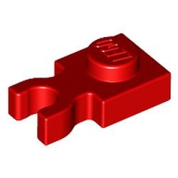 4085-5G Platte plaat 1x1 met verticale clip (loc 01-06) rood gebruikt *1D001
