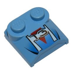41855pb02-43G Dakpan rond 2x2x2/3 twee noppen, lip einde met nummer 12 op rode driehoek blauw, midden gebruikt *5R000