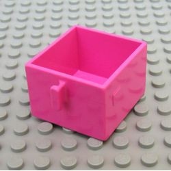 4891-47G DUPLO Lade met hendel 2x2 roze, donker gebruikt *