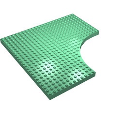 6161-37G Steen 24x24 met uitsnede kwartcircel 12x12 groen, midden gebruikt *