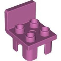 6478-47G DUPLO Stoel met 4 noppen en rechte achterkant (PAKKETPOST) roze, donker gebruikt *