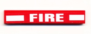 6636pb053-5G Tegel 1x6 FIRE (Sticker) rood gebruikt *5t13-02