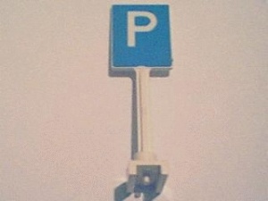 675px1-1G Verkeersbord- Parkeerplaats rechthoekig STAAND wit gebruikt *0D0000