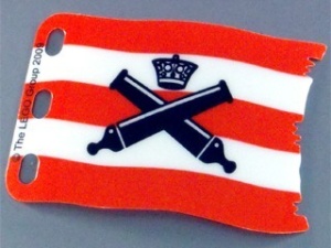84624-12G Vlag 7x4 gekruiste kanonnen en rood/witte steoen transparant gebruikt *5K000