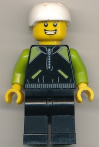 cty0658 Gietser, lime en zwart jack, witte helm gebruikt *0M0000