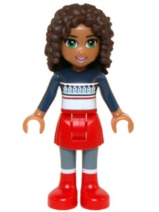frnd133 Friends- Andrea, rode rok en laarzen, donkerblauwe sweater NIEUW *2M0000