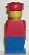 old019G Legoland Oude type minifig - rode lijf, blauw benen, rode platte pet gebruikt *0M0000