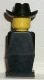 old040G MINIPROMO Legoland Oude type minifig - Zwart lijf, Zwart benen, Zwart Cowboy hoed gebruikt *0M0000