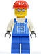 ovr030 Rode valhelm, zilveren zonnebril, gestreepte blauwe overall en blauwe broek NIEUW *0M0000
