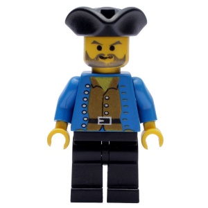 pi033G Piraat bruin shirt, zwarte Piraat Triangle Hat, zwarte benen gebruikt *0M0000