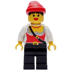 pi057G Piraat vrouw, rode bandana, zwarte benen gebruikt *0M0000